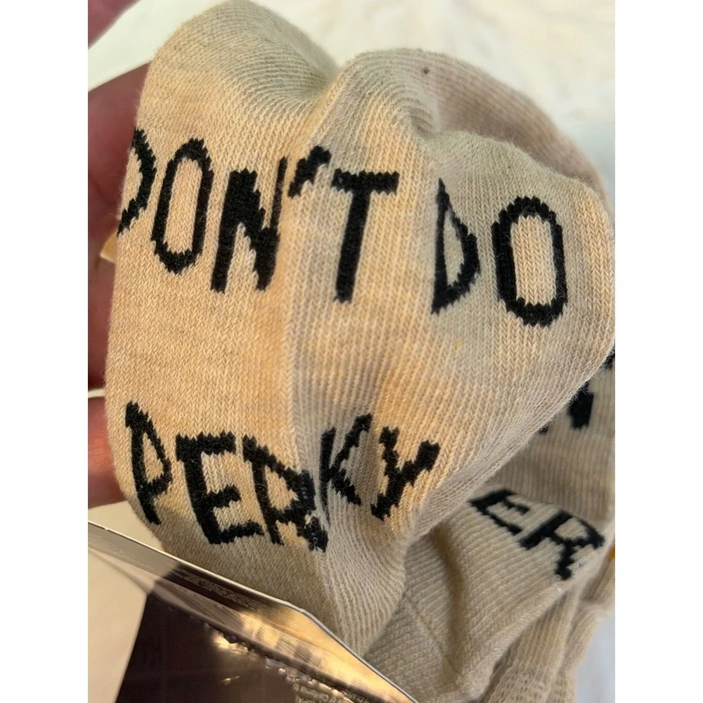 Nickelodeon Garfield I Don't Do Perky Crew Socks Tan Orange Striped Men 6.5-12